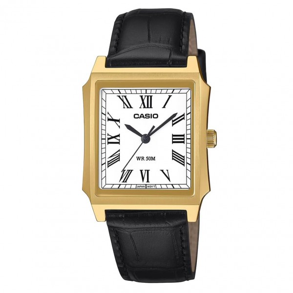Casio MTP-B190GL-7BVDF Gold White Dial Black Leather